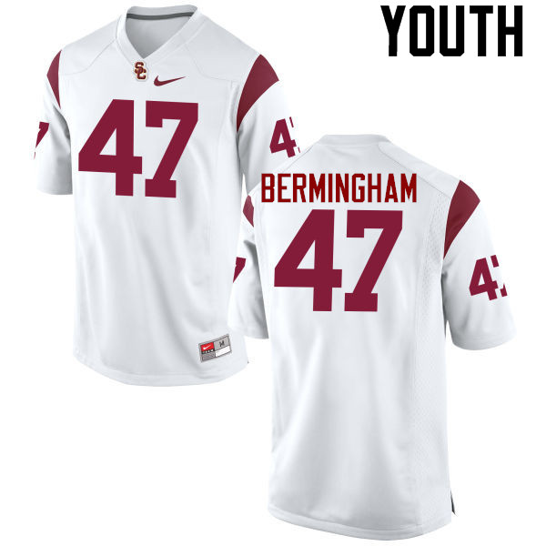 Youth #47 James Bermingham Jr. USC Trojans College Football Jerseys-White
